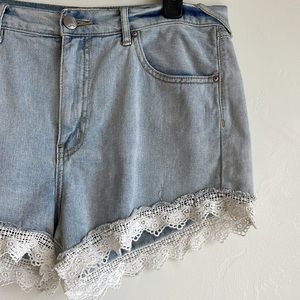 Free People lace lined denim shorts. 30